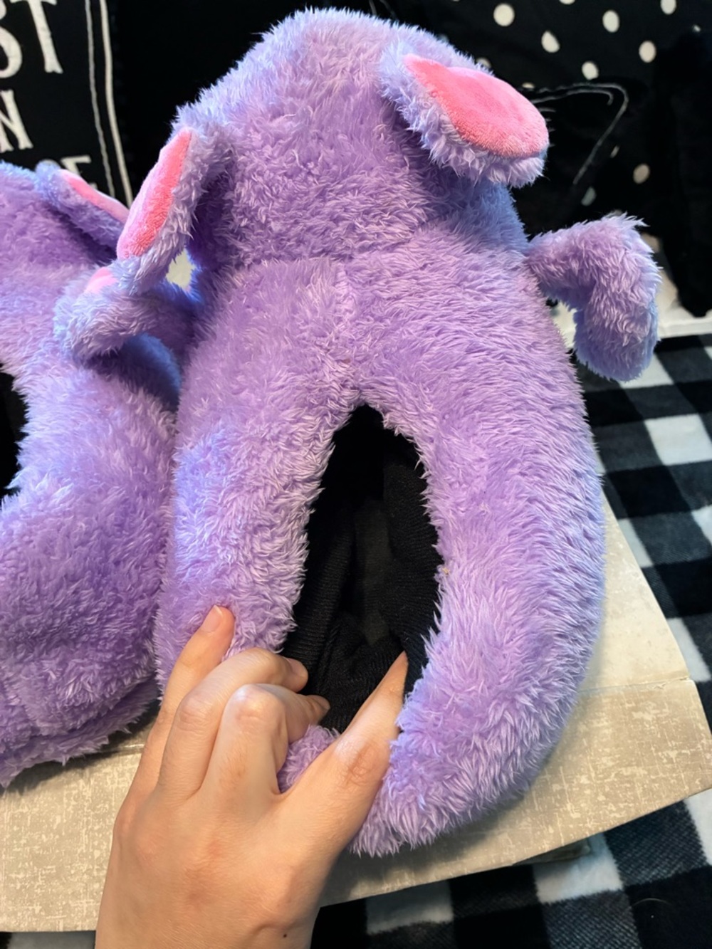 Dolls kill Plush Purple Bat Slippers - Cute Halloween Kawaii NWOT size 8 - Picture 7 of 8